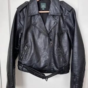 Black Vegan Leather Moto Jacket